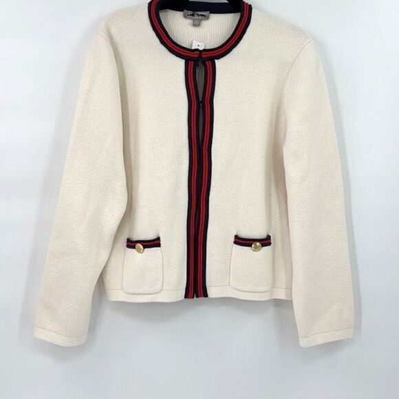 J.Crew Womens Cream Emilie Contrast Trim Ribbed Cardigan Size XXL - Picture 2 of 12